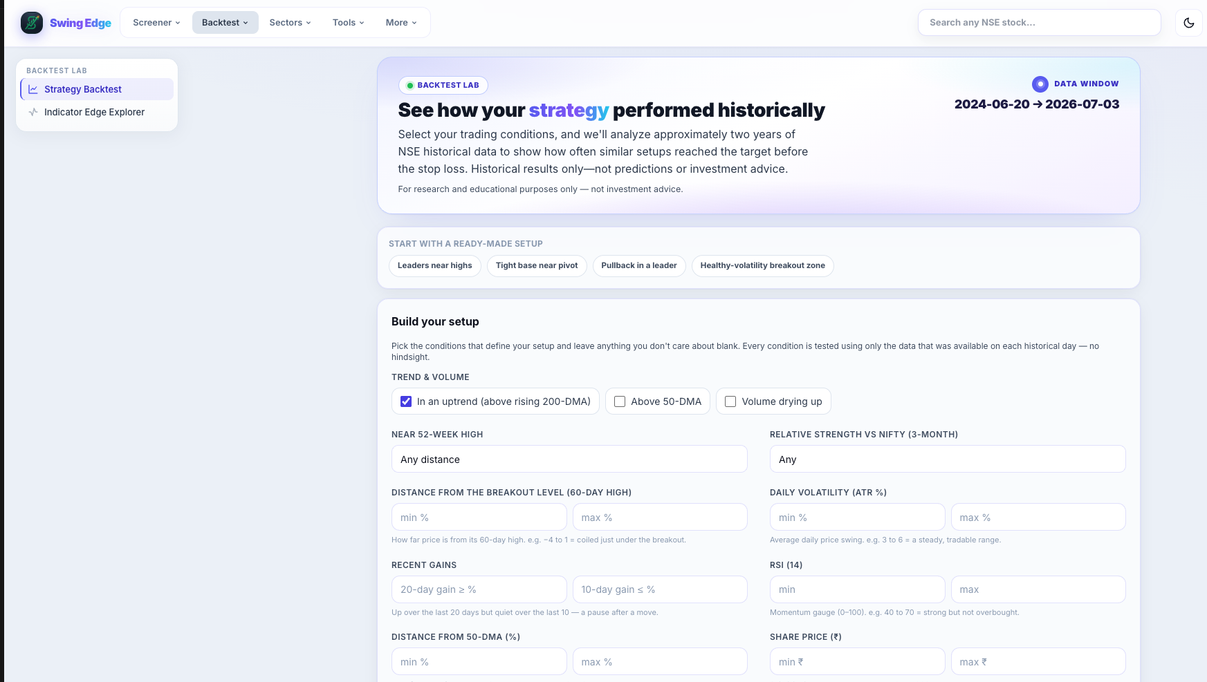 Backtest Lab — desktop