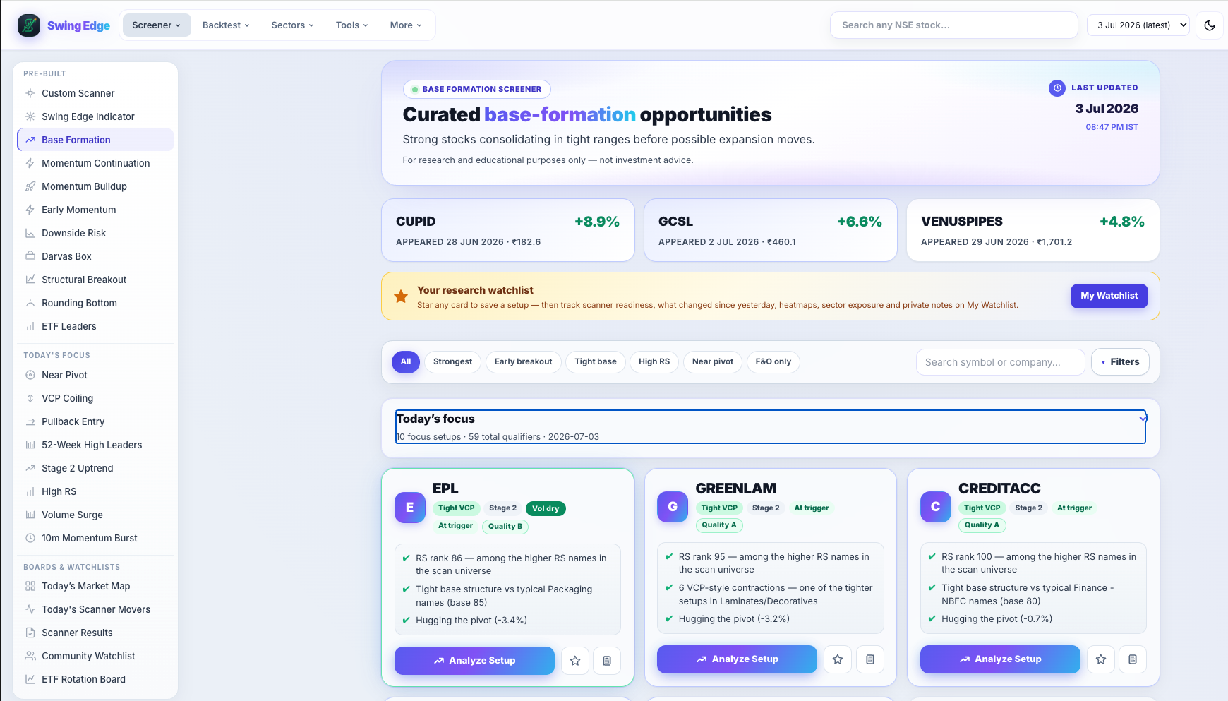 Base Formation scanner — desktop
