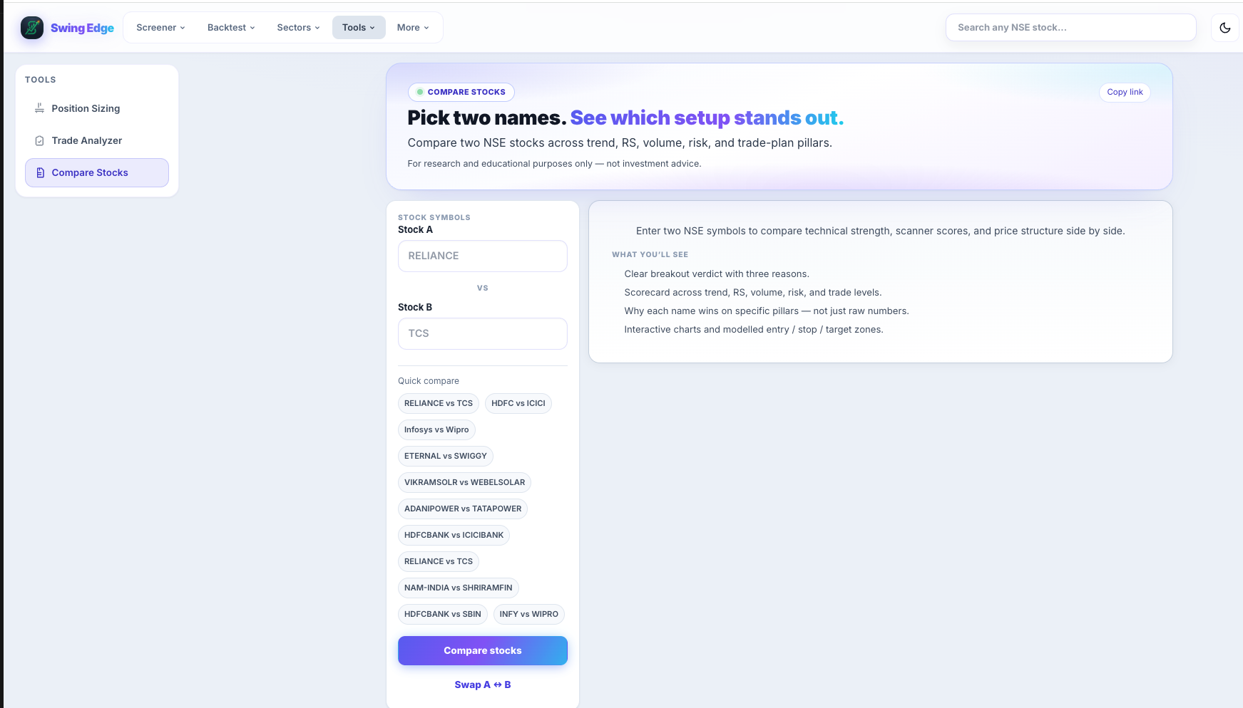 Compare Stocks — desktop