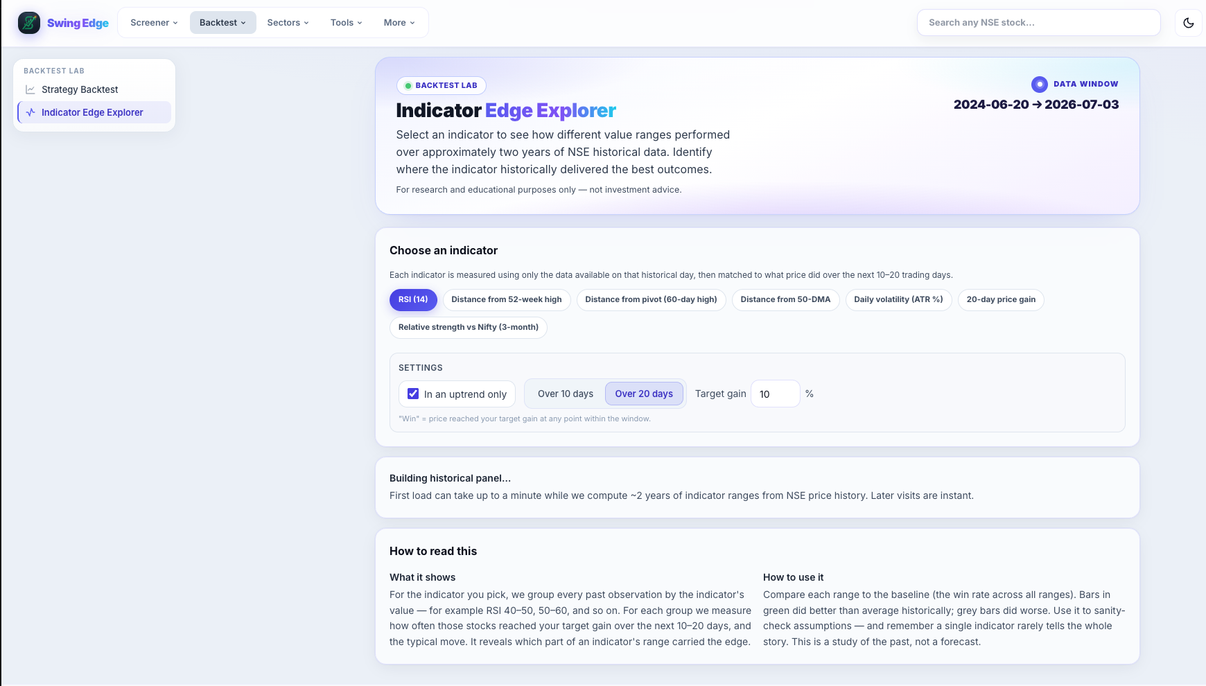 Indicator Edge Explorer — desktop